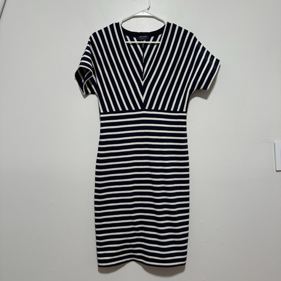 Saint James Menerbes Breton Navy Striped V-Neck Dress Size 4 - Picture 3 of 11